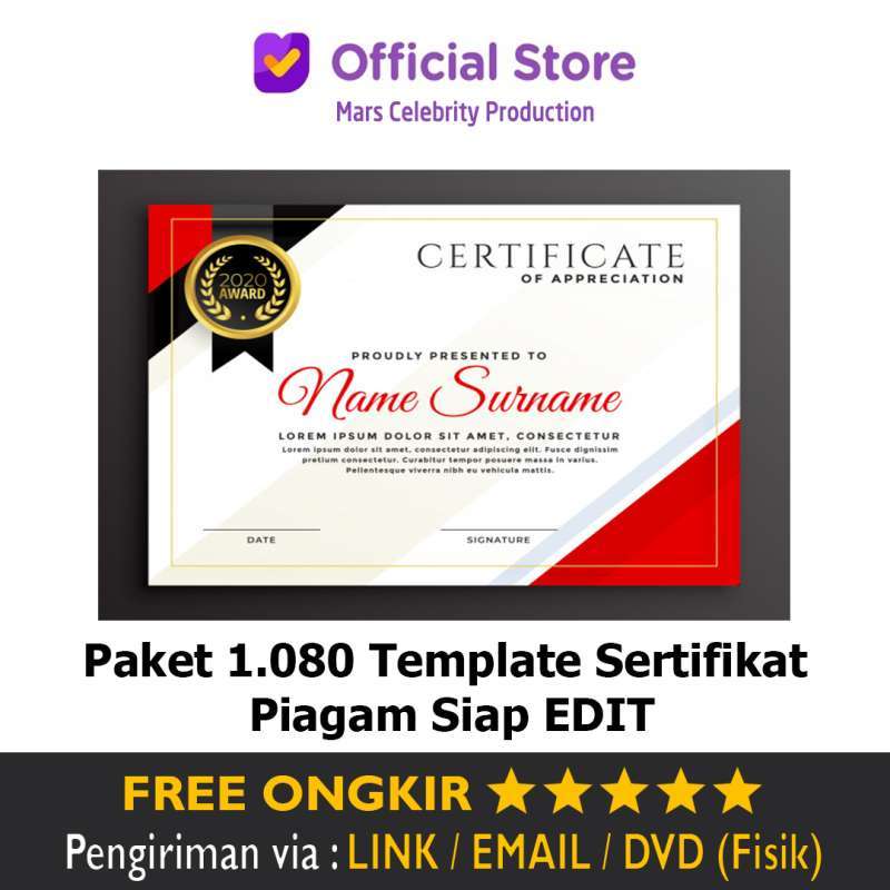 Promo Paket Lengkap Template Sertifikat Penghargaan Premium ...