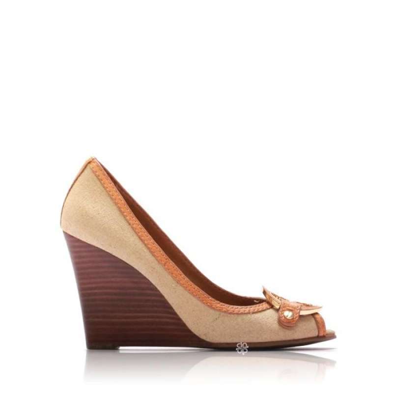 Jual Tory Burch Amanda 95mm Open Toe Wedge in Natural/Royal Tan di Seller  LEPORTIER Official Store - LEPORTIER | Blibli