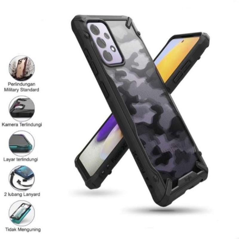 Ringke Samsung Galaxy A72 Fusion X Camo Black Softcase Anti Crack Slim - Main Image