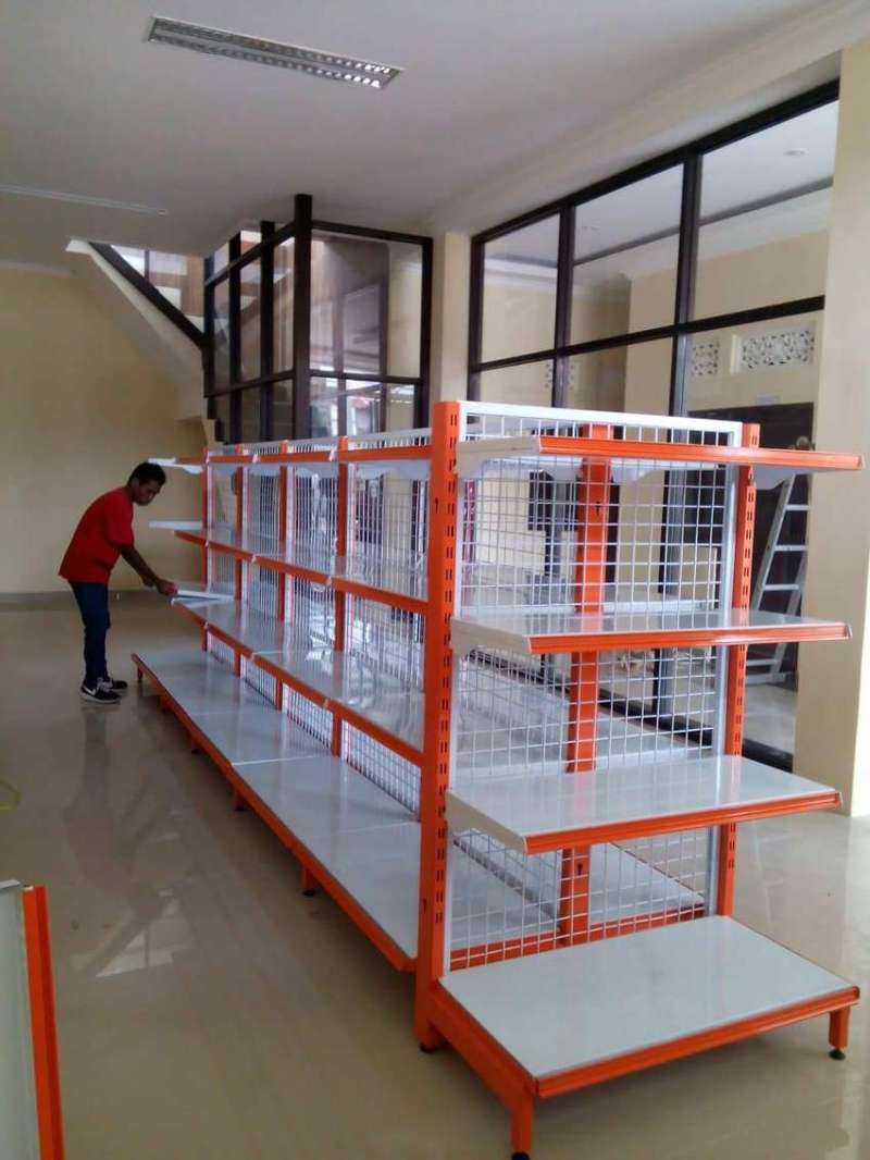 jual rak besi/rak supermarket single/rak toko double 120. 30/25 di