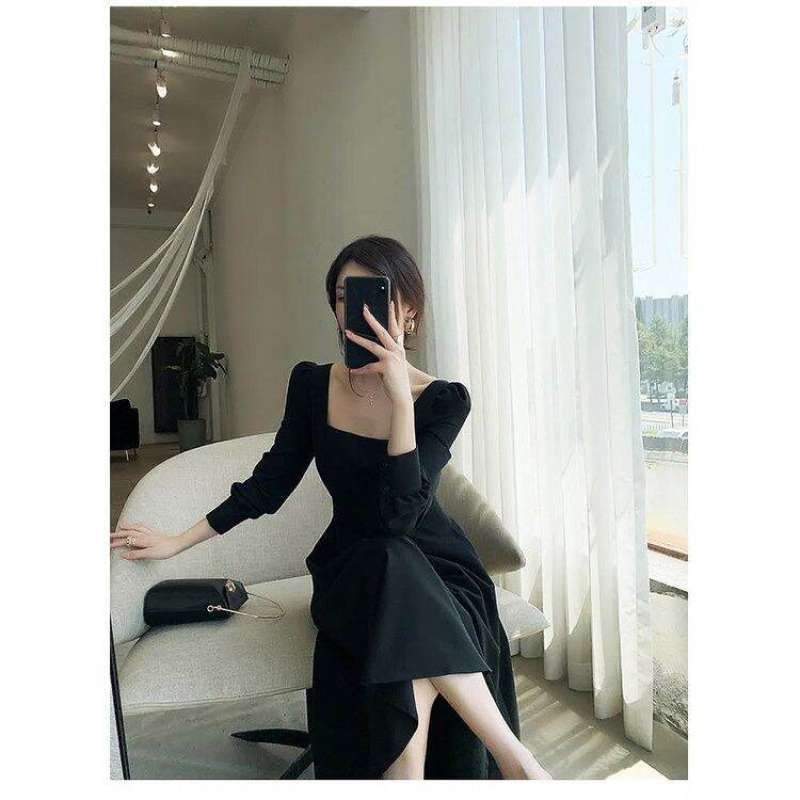 Black korean dress sale