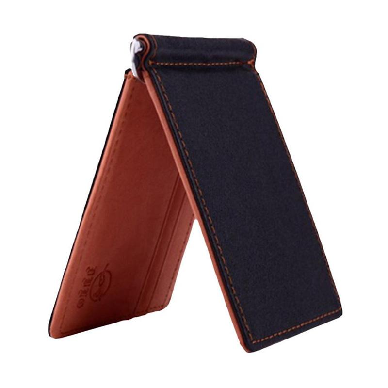 Jual Bluelans Men Slim Faux Leather Front Pocket Minimalist Wallet Bi Fold Cash Money Clip Brown Online November 2020 Blibli