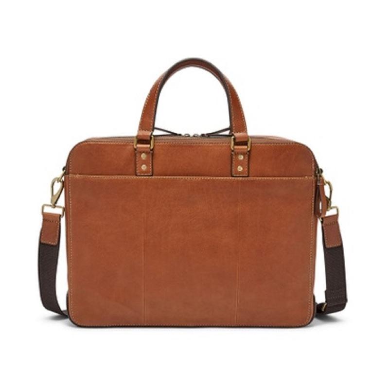 Fossil Defender Double Zip Workbag Cognac Tas Selempang Pria - Brown