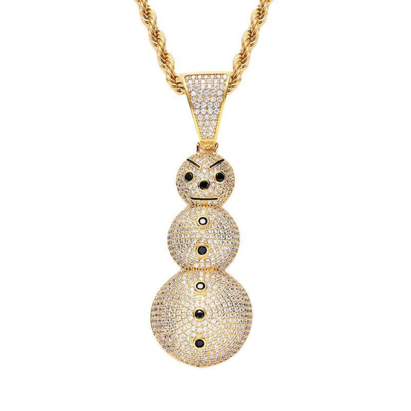Jual 2x 18K Gold Cubic Zircon Snowman 