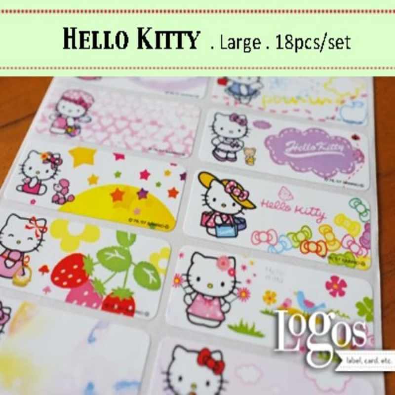 Baru Kitty LARGE Label nama waterproof. Sticker karakter Hello Kitty charmy  Terbatas