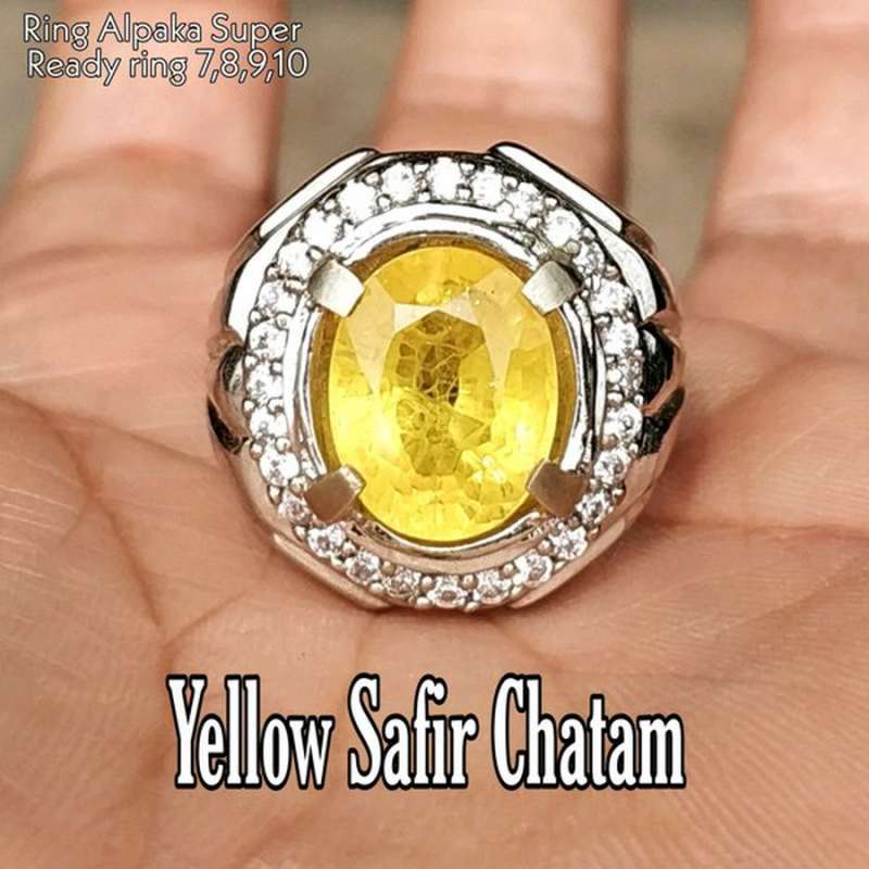 CINCIN BATU AKIK PERMATA YELLOW SAFIR CHATAM CUTING GLAMOUR 10mohs