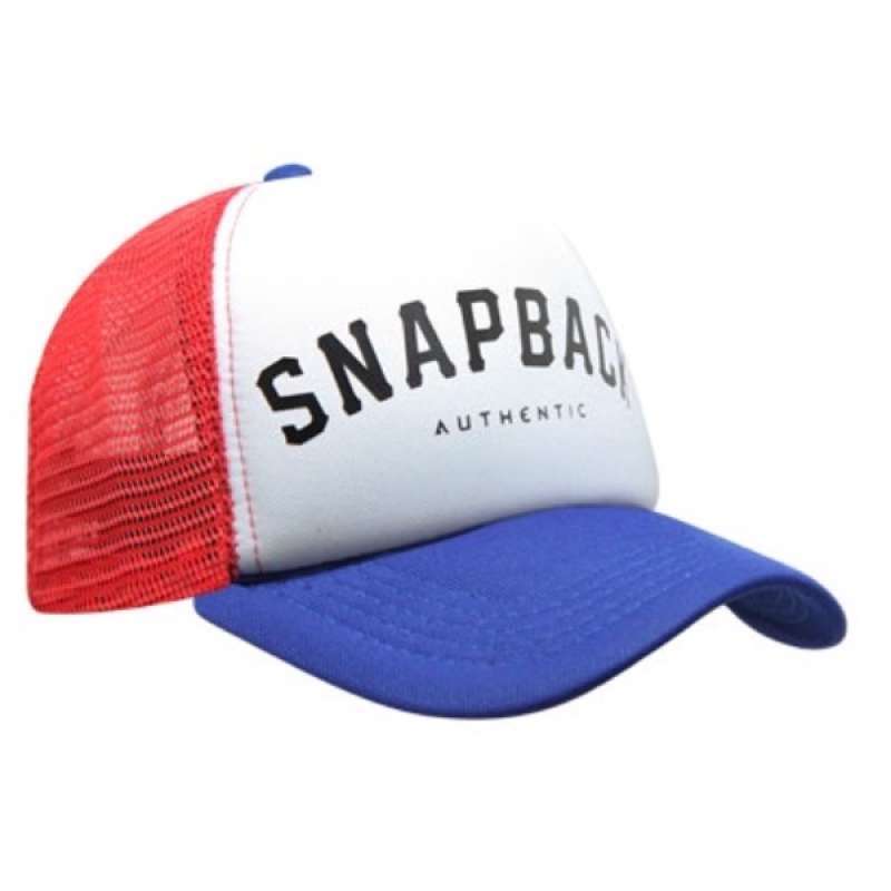 Promo Snapback Topi Trucker Dewasa Red Blue Authentic Snapback