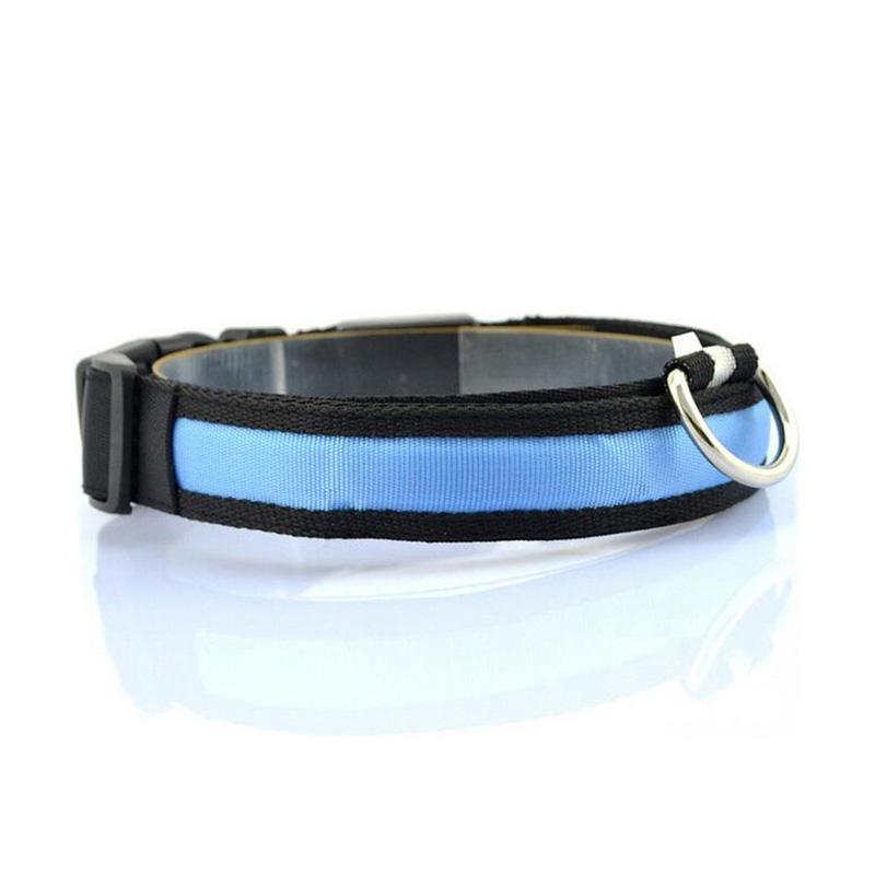 white Pet Dog Collar Challen Night Safety LED Light-up Flashing Glow in the Dark Anti-lost Gem Collar