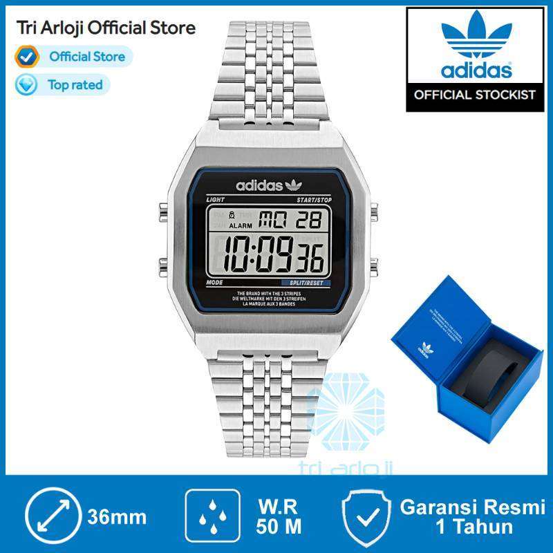 Adidas Original AOST22072 DIGITAL TWO Jam Tangan Unisex Silver Vintage