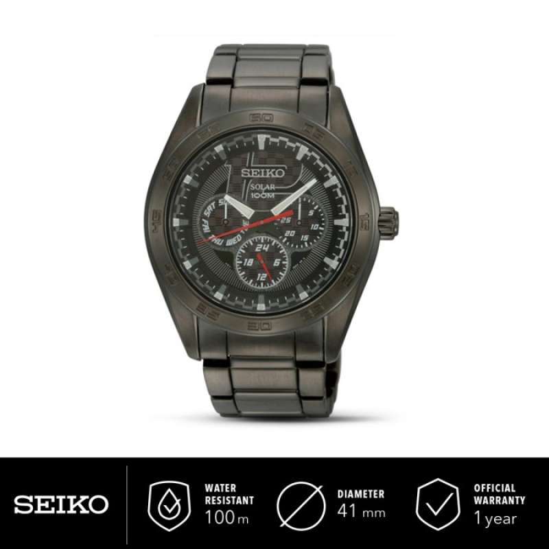 Promo Jam Tangan Pria Seiko Chronograph Solar SNE201P1 Black