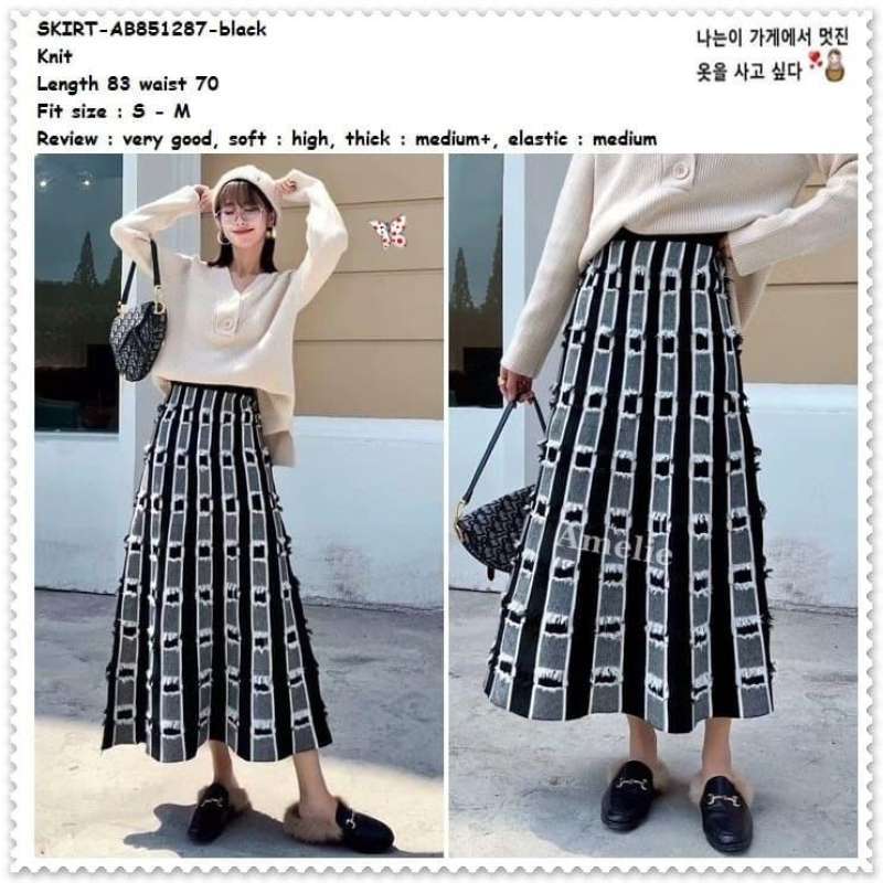 Jual Ab851287 Rok Panjang Midi Skirt Lipit Plisket Wanita Korea