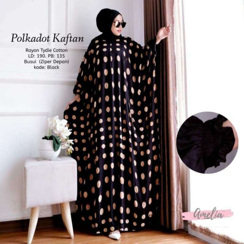 Vinsa Kaftan Wanita Rayon Premium Kaftan Jumbo Batik Lengan Panjang Dress  Gamis Bigsize LD 160 cm