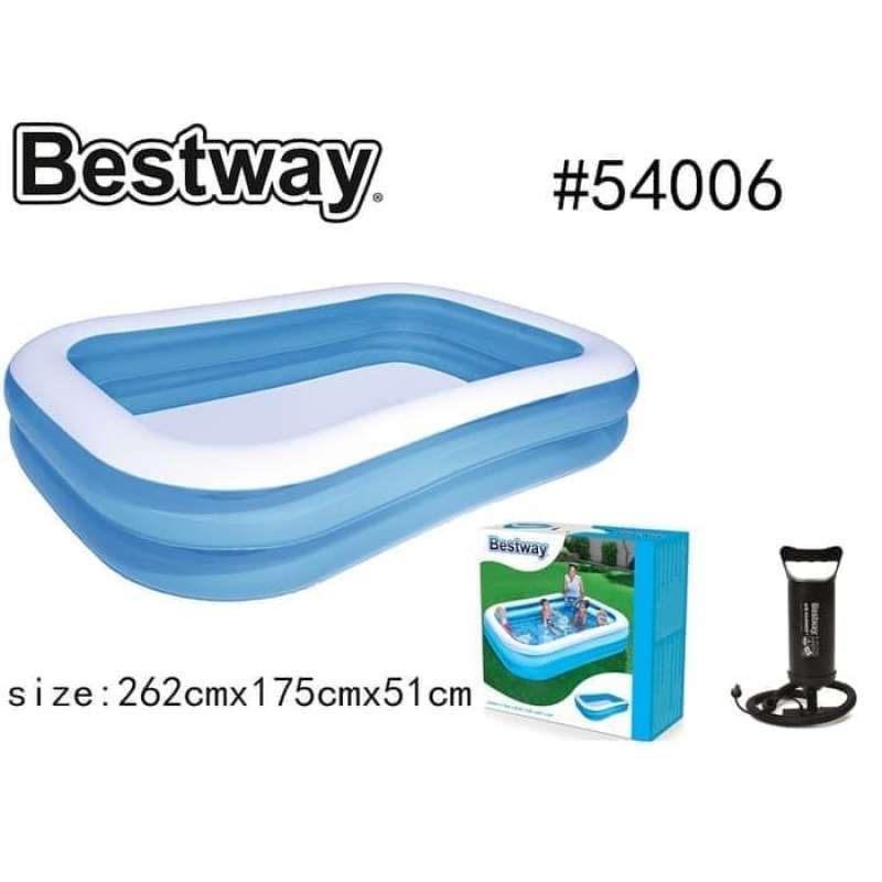 Jual Paket Kolam Anak Blue Rectangular Family Pool Bestway 262cmv Pompa Online November 2020 Blibli Com