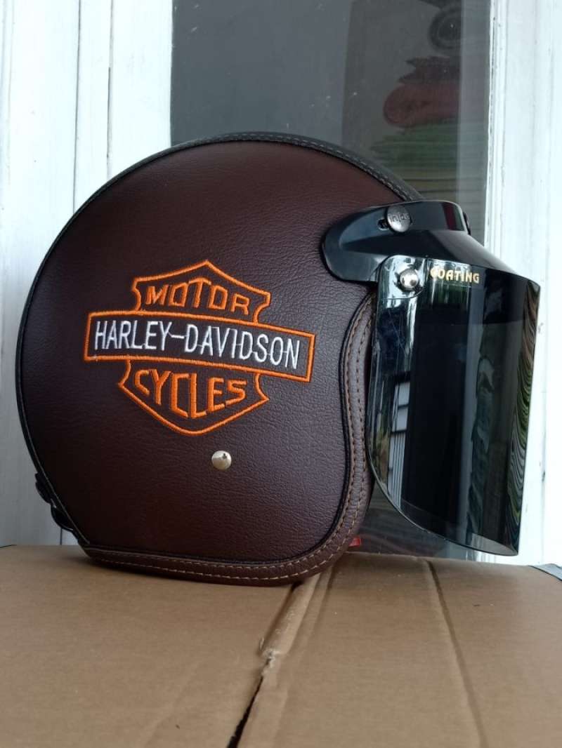 Promo Helm Motor Dewasa Full Kulit Motif Dibordir Harley Davidson