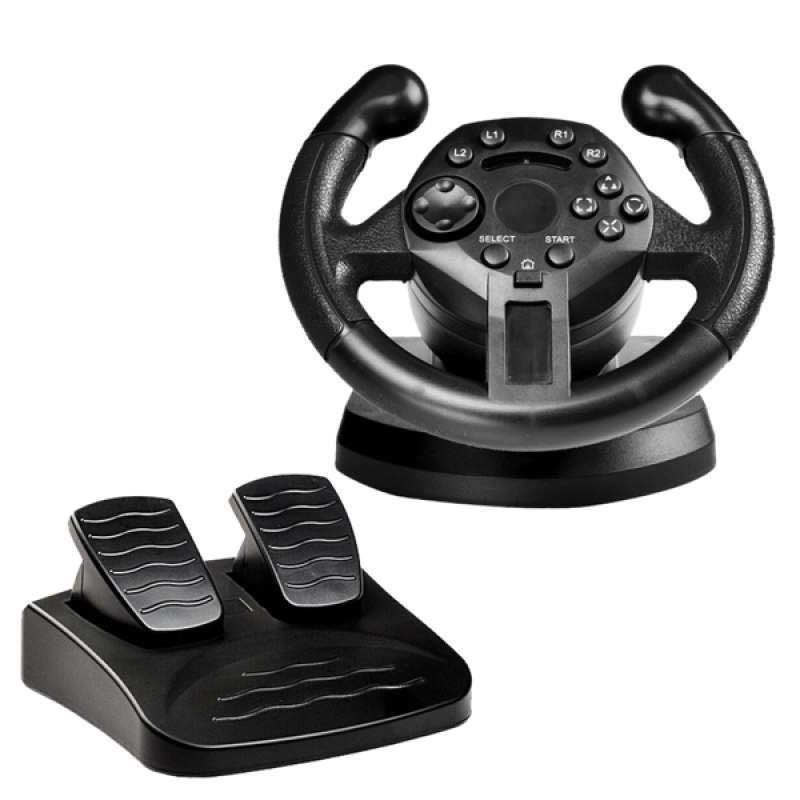 Jual Gaming Vibration Racing Steering Wheel And Brake Pedals Kit For Ps3 Pc Usb Black Murah Mei 2021 Blibli