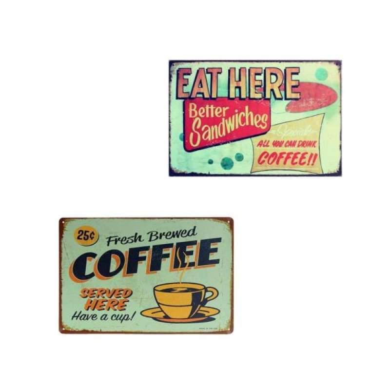 Jual 2 Pieces Coffee Vintage Metal Tin Sign Bar Pub Cafe Wall Decor Art Poster Online November 2020 Blibli Com