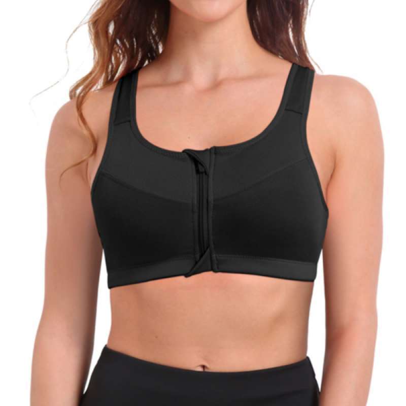 Women Padded Sports Bra Front Zip Yoga Gym Workout Running Vest Shapewear 02 
