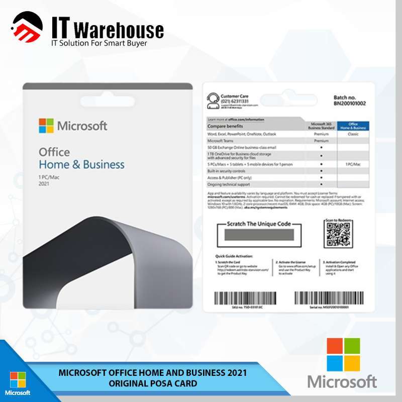 Promo Microsoft Office Home And Business 2021 Original Posa Card 