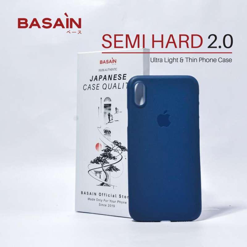 Casing iPhone X Xs Semi Hard BASAIN Original Case Navy Blue