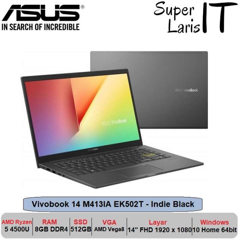 laptop asus vivobook 14 m413ia ryzen 5 4500u 8gb 512gb vega8 14 w10