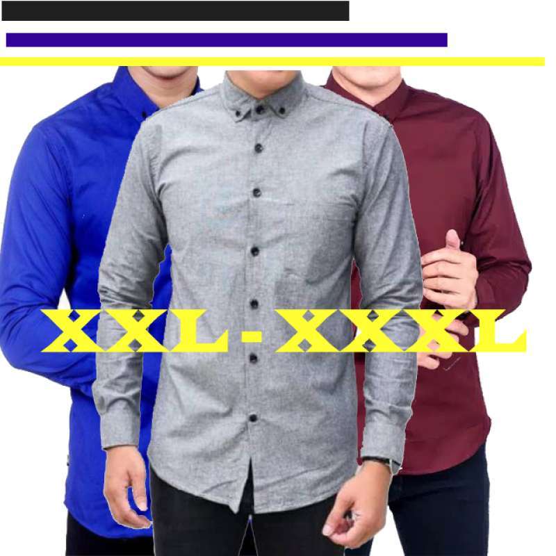 Jual Big Size Baju Kemeja Pria Lengan Panjang Polos Hitam Putih Xxl Xxxl Online Februari 2021 Blibli