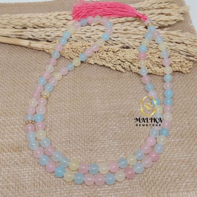 Promo TASBIH BATU MORGANITE 99 BUTIR 8 MM 100 NATURAL NEON
