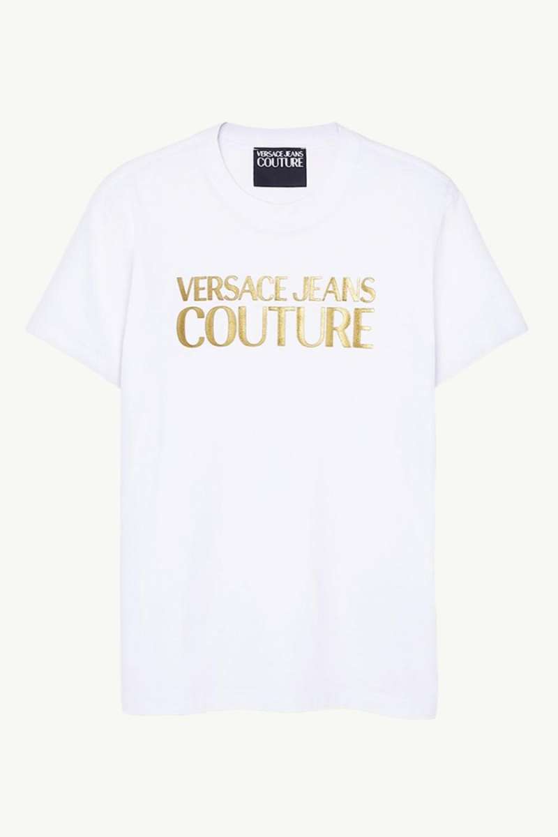 Tシャツ・カットソー VERSACE SS25 White cotton t-shirt (10116941A08584 1W000) Versace Jeans Couture T-Shirt Logo Pixel 72GAHT02 Biały