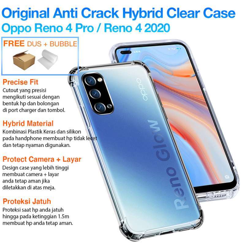 [GadgetLifestyle] HYBRID MIKA KERAS SILIKON Original Anti Crack CLEAR  Case Oppo Reno Pro 2020 Reno Casing Cover Softcase Silicon