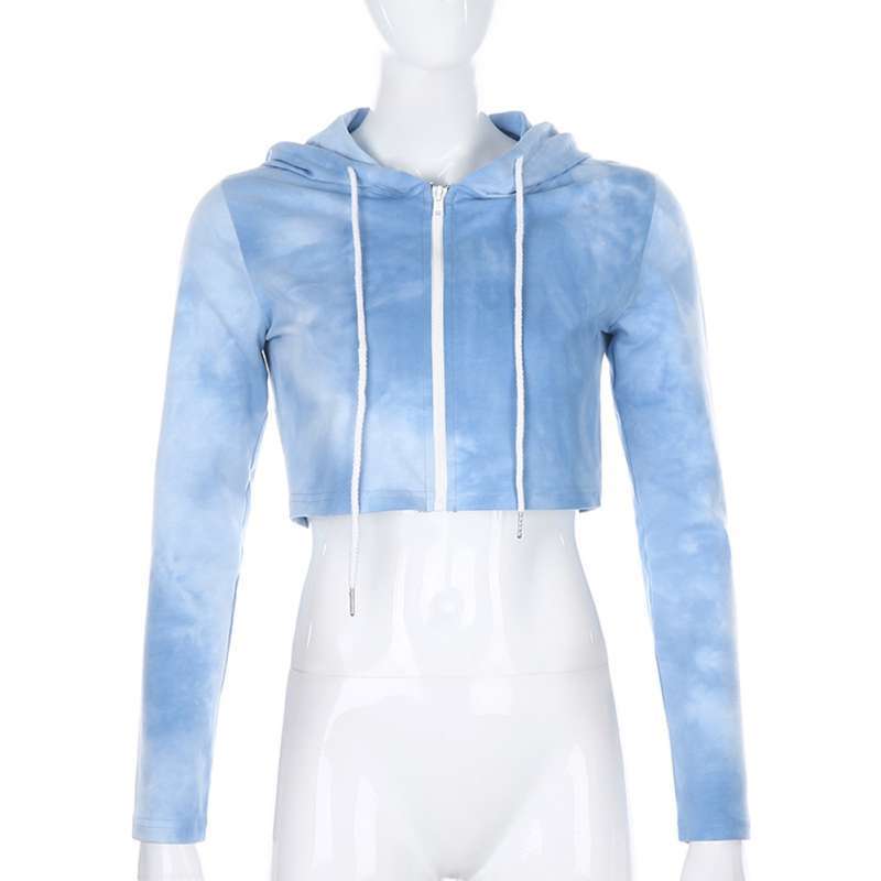 blue hoodie crop top