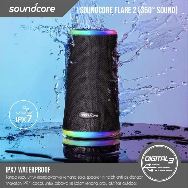 Jual Anker Soundcore Flare 2 Bluetooth Speaker 360 Ipx7 Waterproof A3165 Online Februari 2021 Blibli