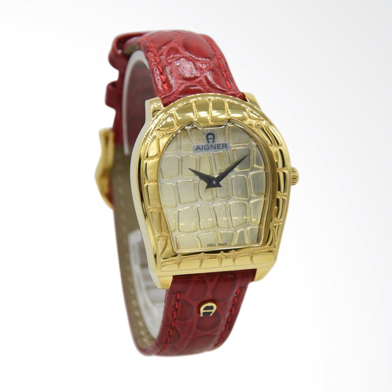Aigner A48136 Verona Leather Jam Tangan Wanita - Red Gold