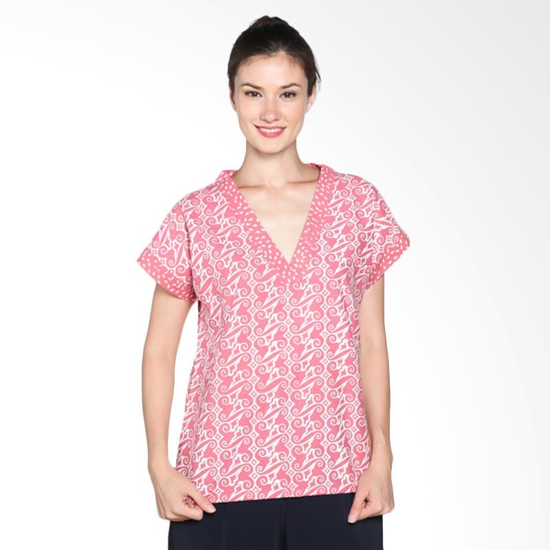 Blossom Geometric Adorable Batik Blouse - Pink