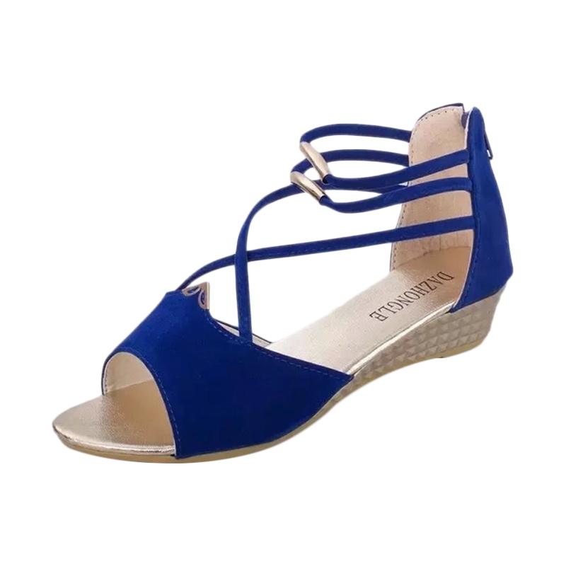 OEM MSID Wedges Mid Low Heels 3 CM 01 Sepatu Wanita - Blue