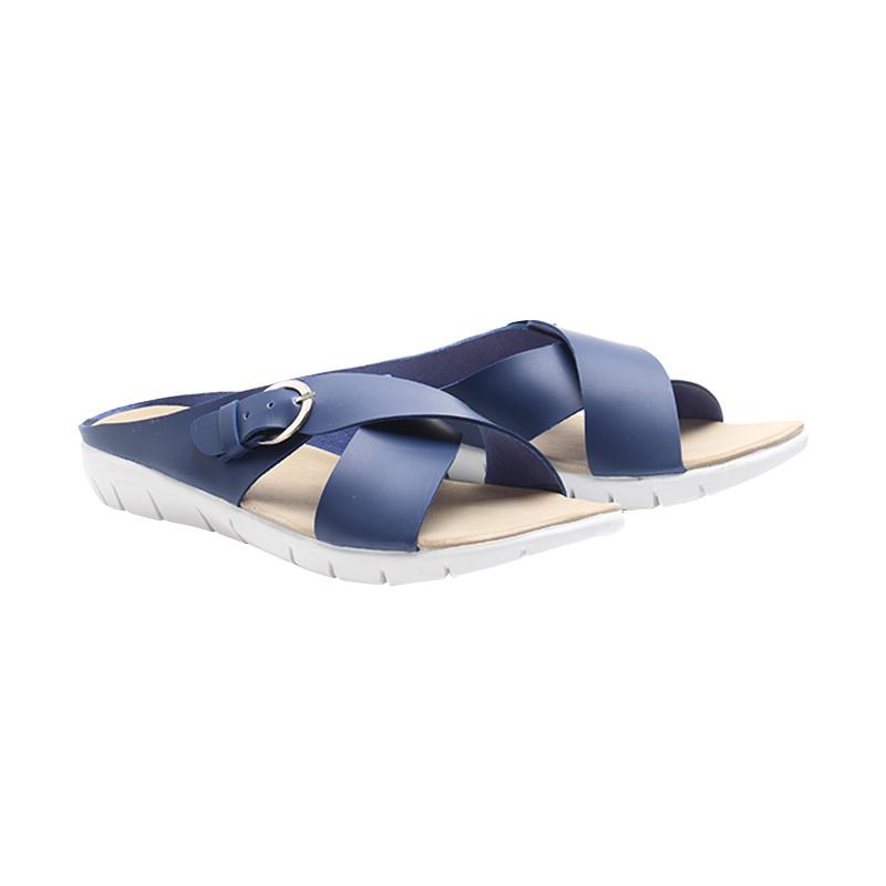 Dr.Kevin 27350 Pu Leather Women Flat Sandals - Navy
