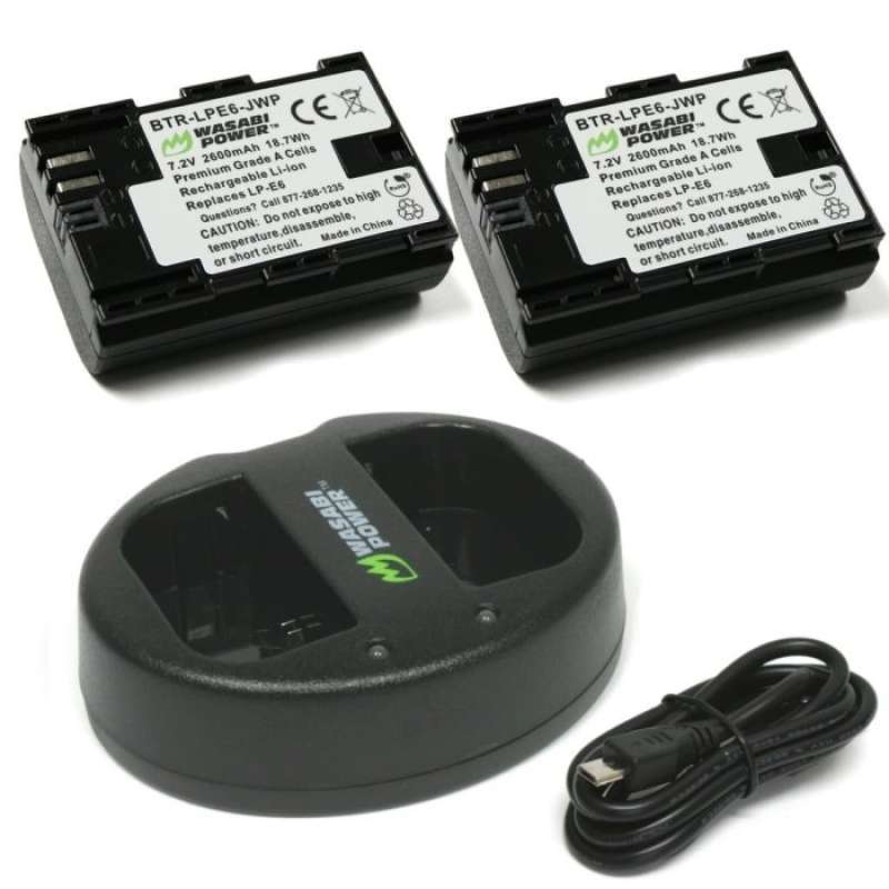 wasabi power battery kit canon lp e6 lpe6 e6n 5d 6d 7d 60d 70d 80d