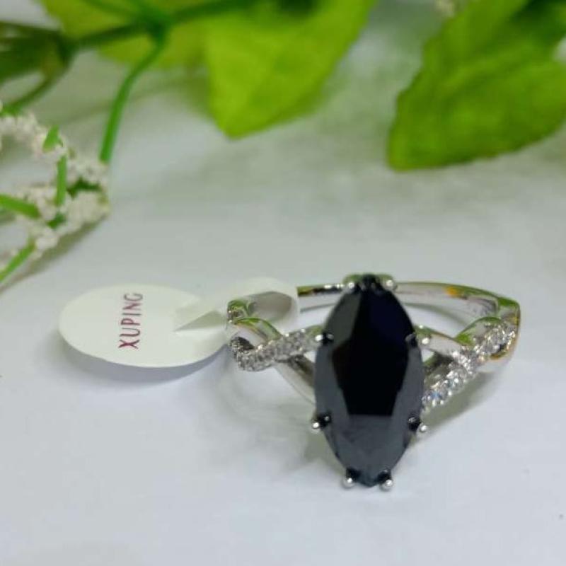 Jual Cincin Xuping Silver Model Batu Permata Hitam 7 di Seller