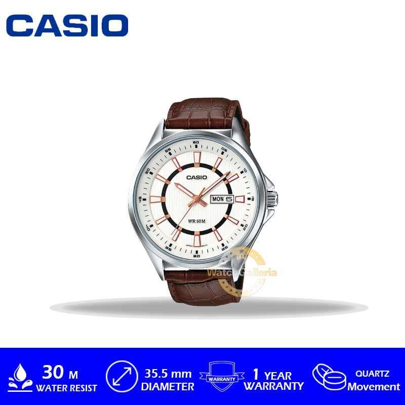 CASIO Leather Casual Jam Tangan Pria MTP E108L 7AVDF Original