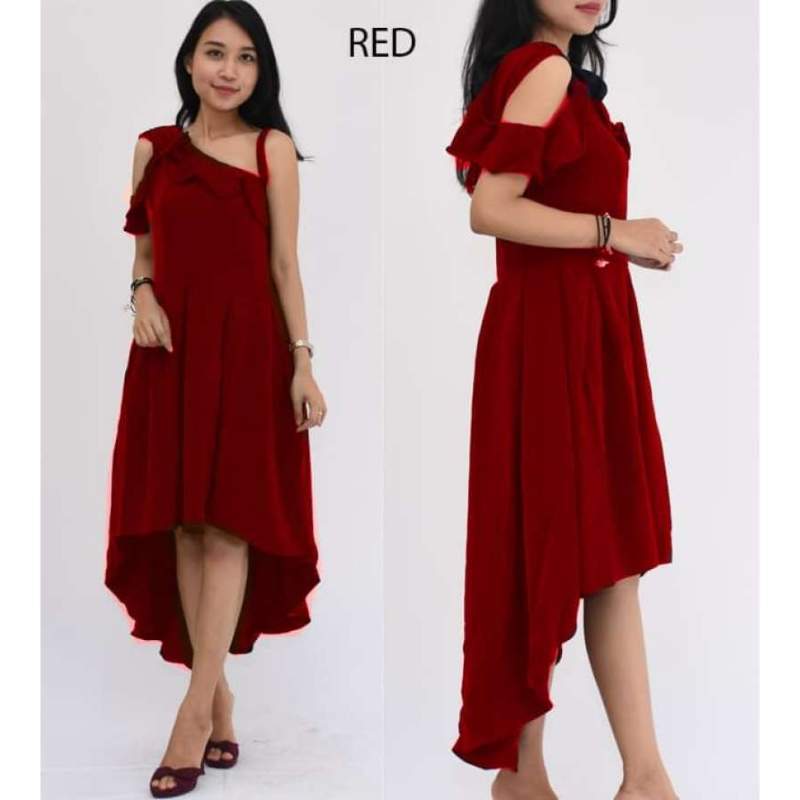 Promo Midi Dress High Low One Shoulder 