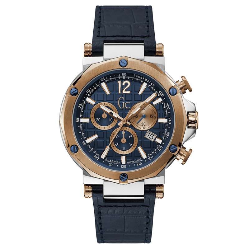 Guess Collection Y53001G7MF Jam Tangan Pria Tali Kulit Biru Gc