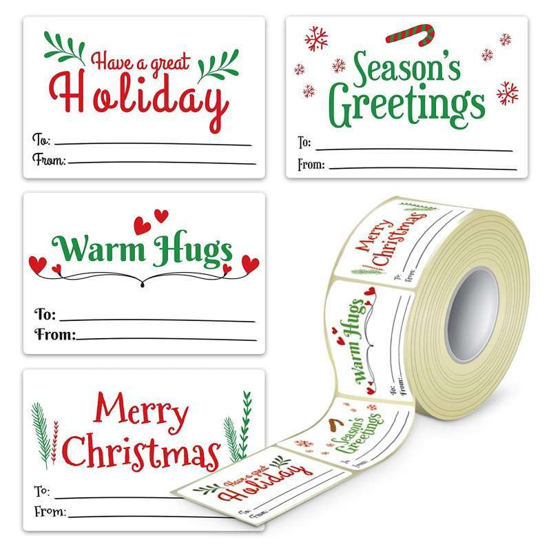Promo Christmas Tag Stickers Roll Adhesive Scrapbook Labels ...