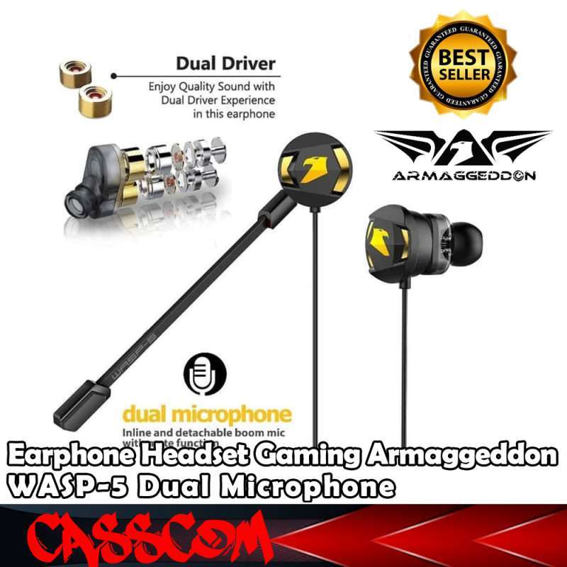 Jual Earphone Headset Gaming Armaggeddon WASP 5 Dual Microphone di