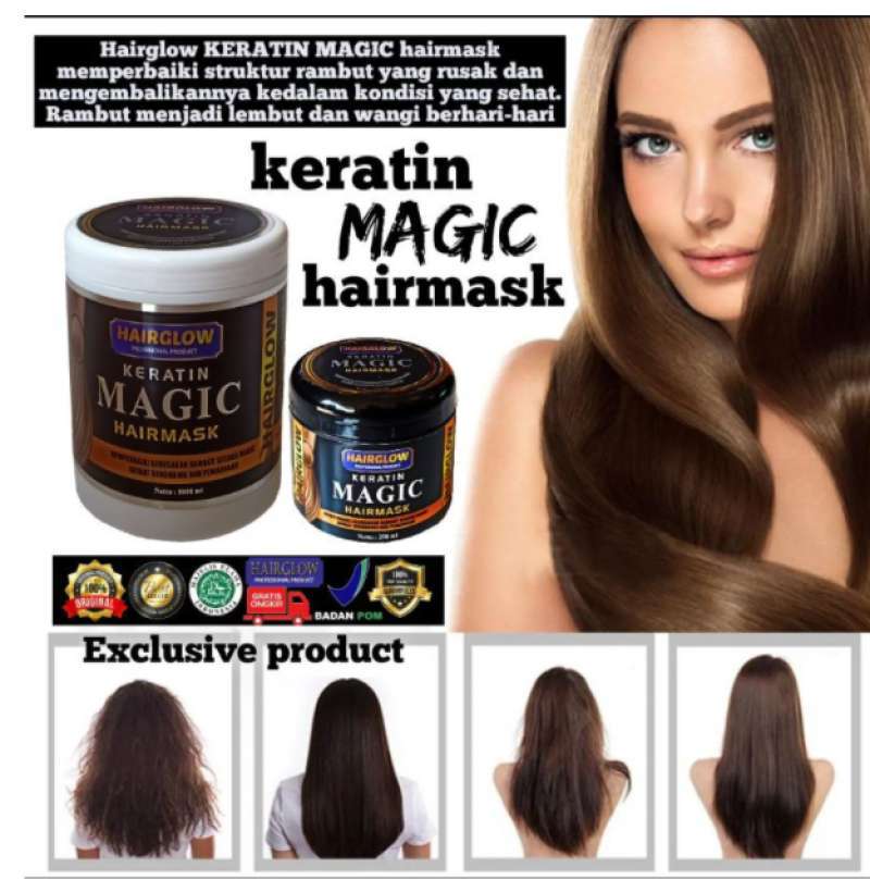 HAIRGLOW KERATIN MAGIC HAIRMASK / Obat untuk rambut Rusak Kering akibat  Rebonding dan Pewarnaan
