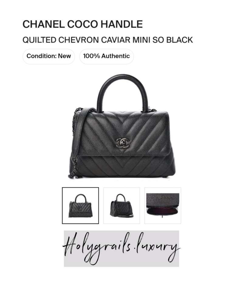 Jual Chanel Coco Handle Quilted Chevron Caviar Mini So Black