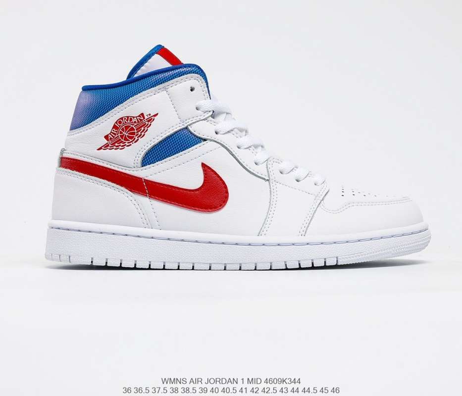 red blue and white air jordans