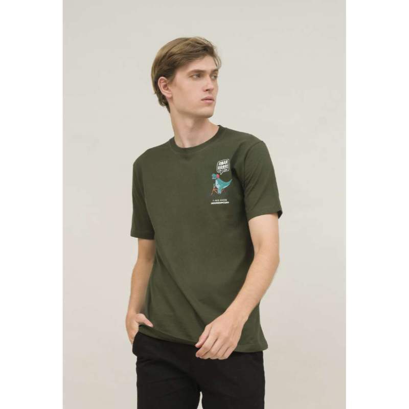 Promo kaos pria unisex hijau army T shirt dino hingga size 4XL