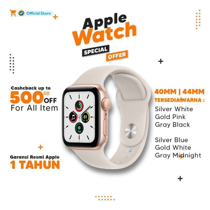 Promo Apple Watch SE 40mm 44mm NOT 5 6 7 - 40mm Gold+White di Seller  ApplePonsel.ID - Kota Jakarta Pusat, DKI Jakarta | Blibli