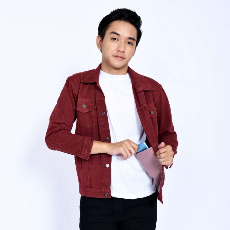Jaket 2025 denim maroon