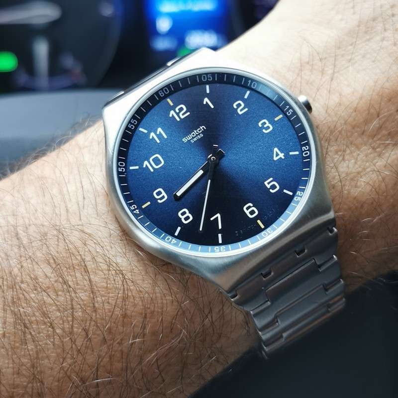Promo Jam Tangan Pria Swatch SS07S106G SUSKIN SUIT BLUE Original