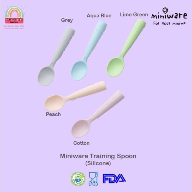 Miniware Training Spoon Set Peach + Grey