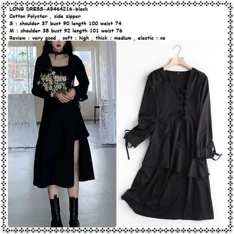Jual Ab464216 Dress Midi Mini Pesta Lengan Panjang Wanita Korea Hitam Di  Seller Amelie Butik - Wijaya Kusuma, Kota Jakarta Barat | Blibli
